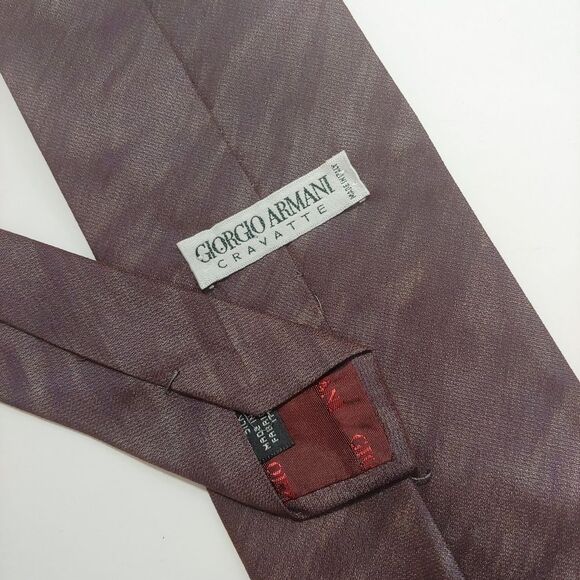 Giorgio Armani Cravatte Mens Silk Tie Brown Bronze Shimmer old money office 4" - Picture 2 of 3